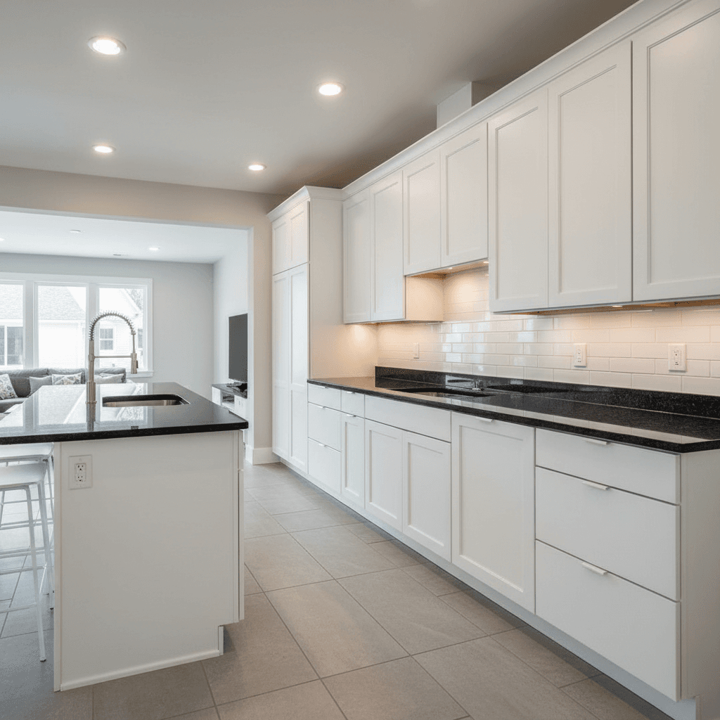Custom kitchen cabinets installed in home
